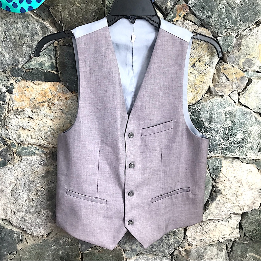 Blitz Moda gray and blue suit vest button front tie back size small
